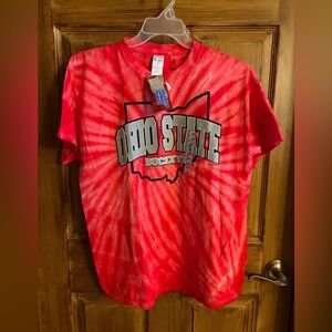 OHIO STATE Buckeyes Licensed (Gildan)  100% Cotton Red Tye Dye T-shirt  NWT